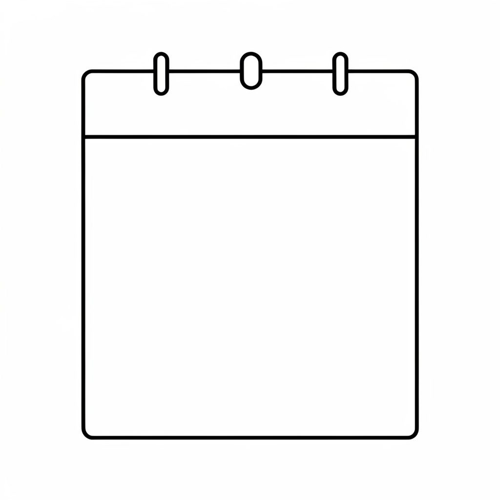 A clean line illustration of a wall calendar with soft yellow squares, drawn in thin charcoal strokes on a light background.
